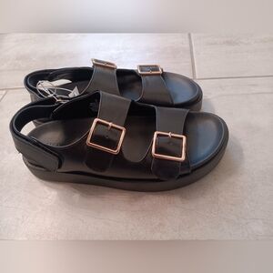 Black leather shoes